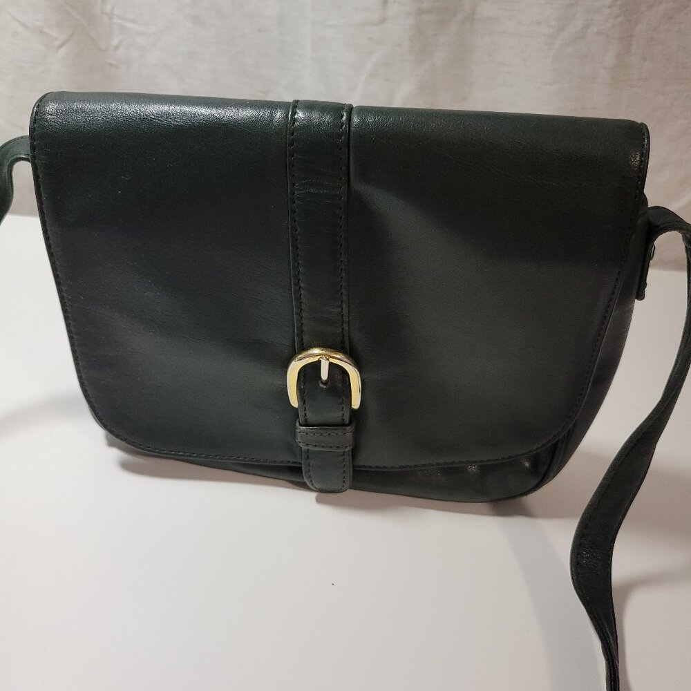 Vintage Talbots Dark Forest Green Cross-body Leather Purse